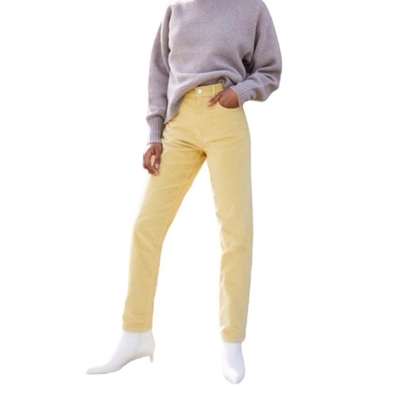 Everlane Yellow baby corduroy cheeky crop pants size 24 - Picture 1 of 12